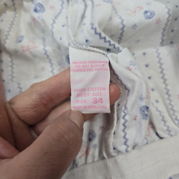 Vintage Carriage Court White Blue Floral Flannel Pajama Set Size Medium - Picture 9 of 14